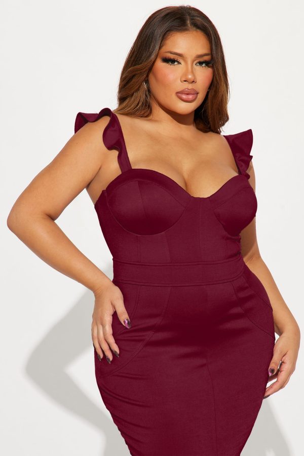 Selena Ruffle Maxi Dress - Wine - Image 5