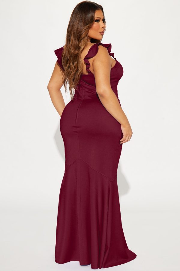 Selena Ruffle Maxi Dress - Wine - Image 6