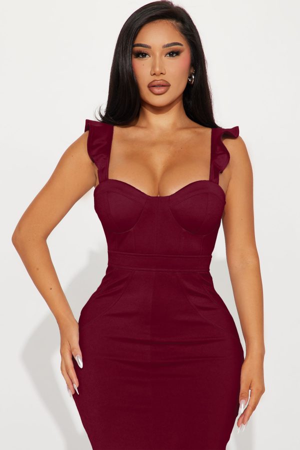 Selena Ruffle Maxi Dress - Wine - Image 2