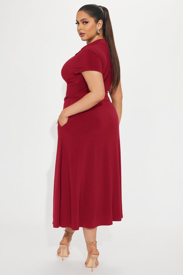 Elise Button Up Midi Dress - Red - Image 6