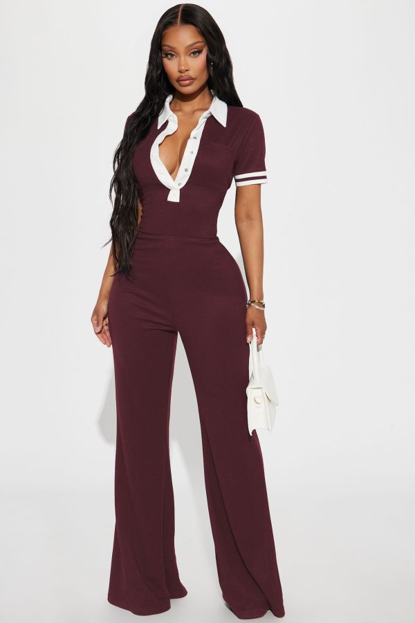 Dianna Sweater Jumpsuit - Burgundy