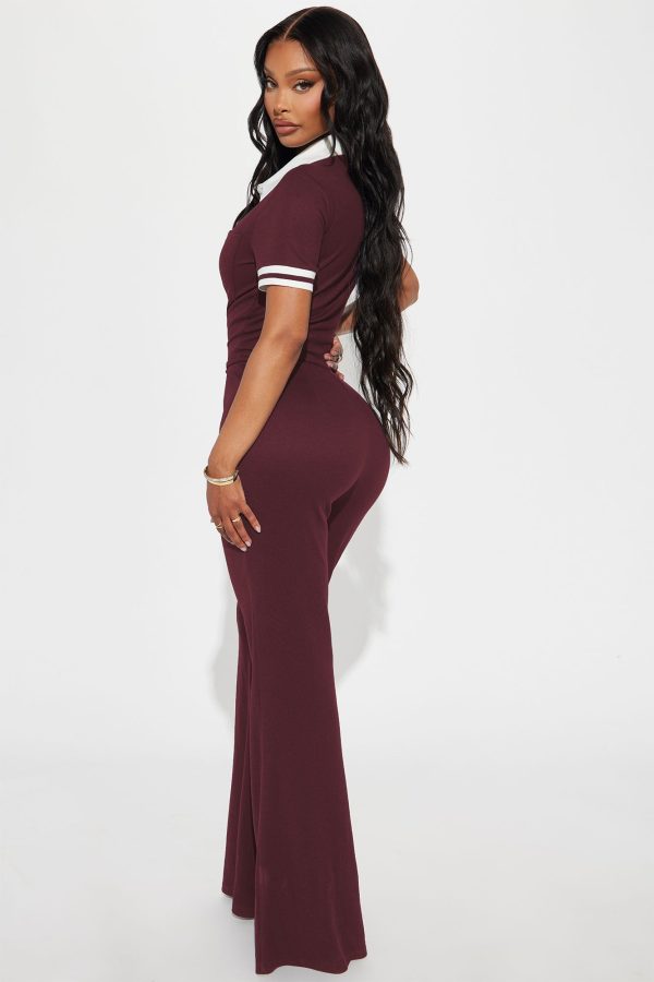 Dianna Sweater Jumpsuit - Burgundy - Image 3