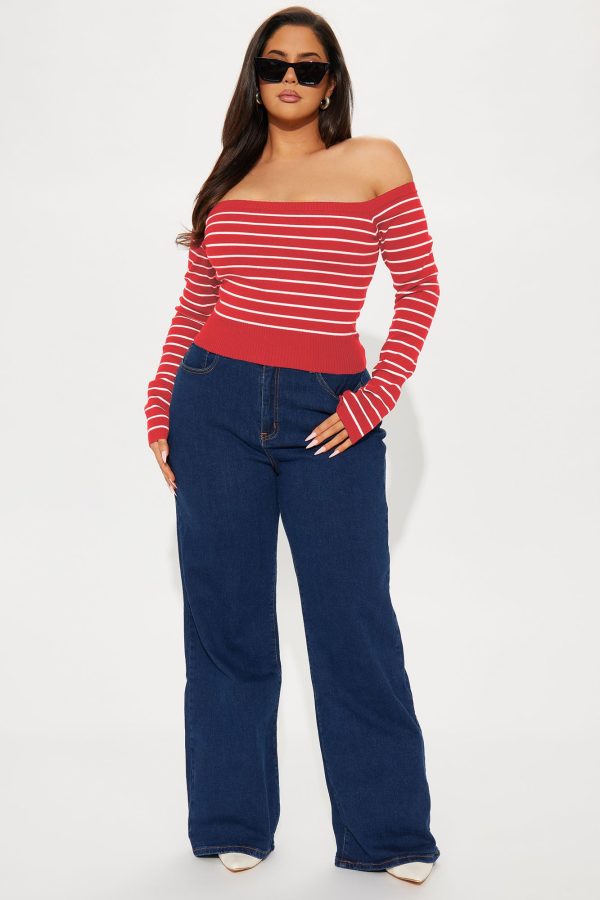 Hamptons Weekend Striped Sweater - Red/White - Image 5