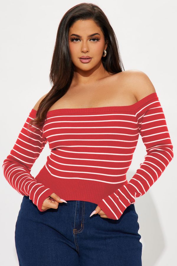 Hamptons Weekend Striped Sweater - Red/White - Image 4