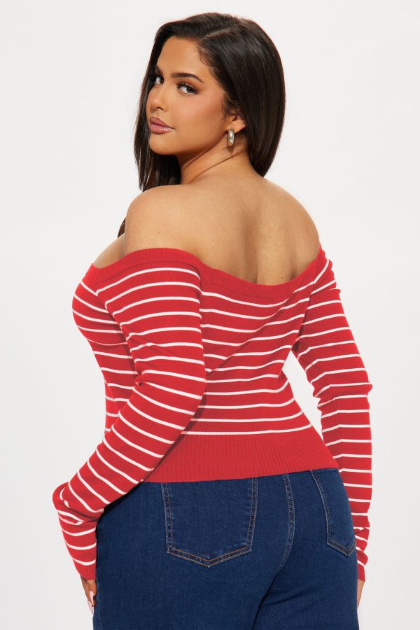 Hamptons Weekend Striped Sweater - Red/White - Image 6