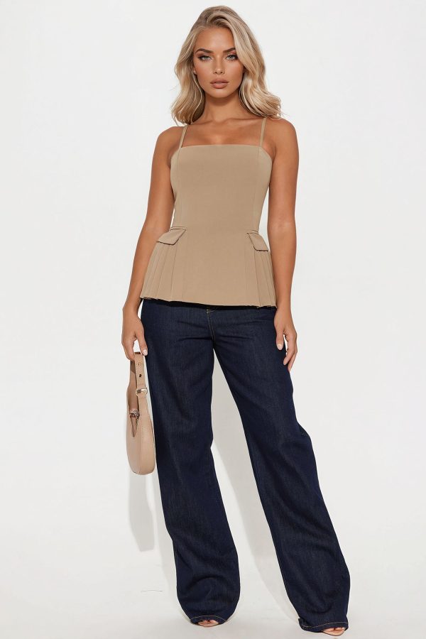 Kora Peplum Top - Khaki - Image 2