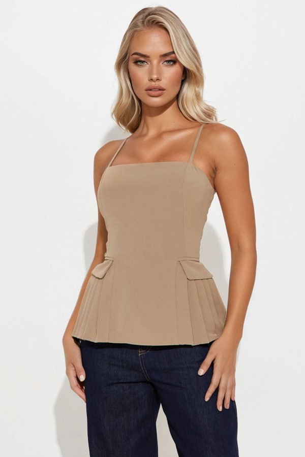Kora Peplum Top - Khaki