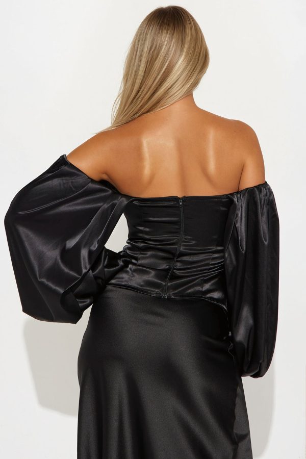 Demitra Satin Corset Top - Black - Image 3