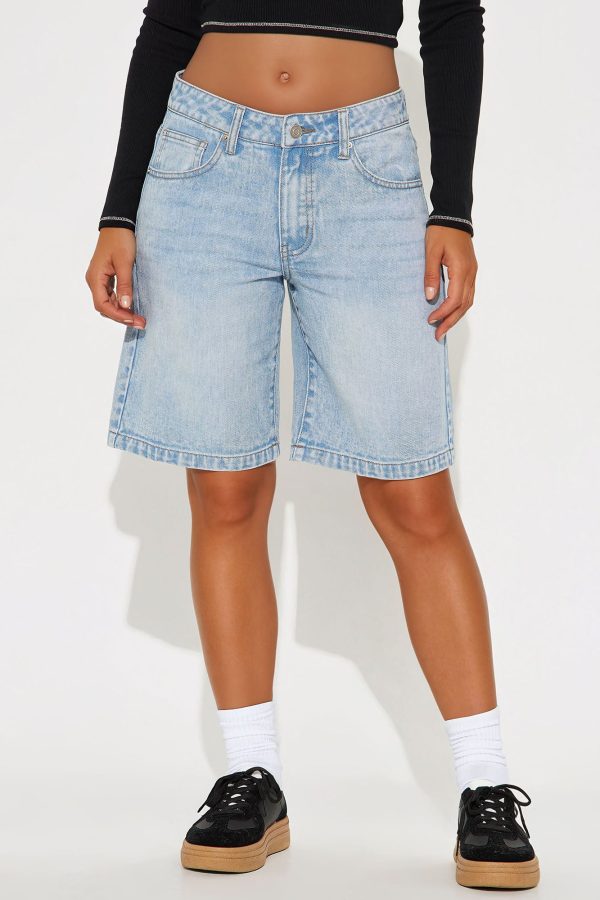 In Sequence Super Soft Denim Jorts - Light Wash - Image 2