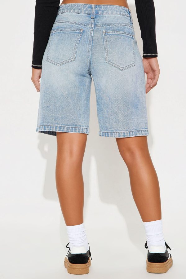In Sequence Super Soft Denim Jorts - Light Wash - Image 3