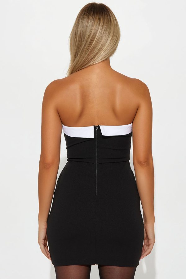 Best You Ever Had Bow Mini Dress - Black/White - Image 3