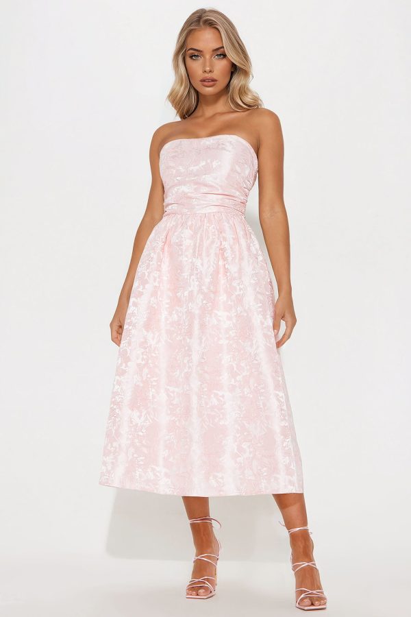 Honorable Mention Jacquard Midi Dress - Pink