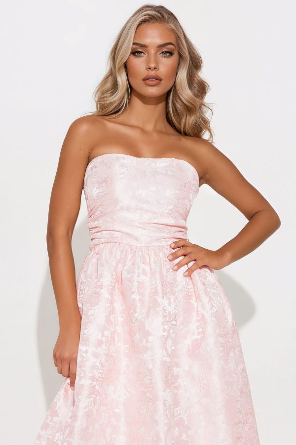 Honorable Mention Jacquard Midi Dress - Pink - Image 2