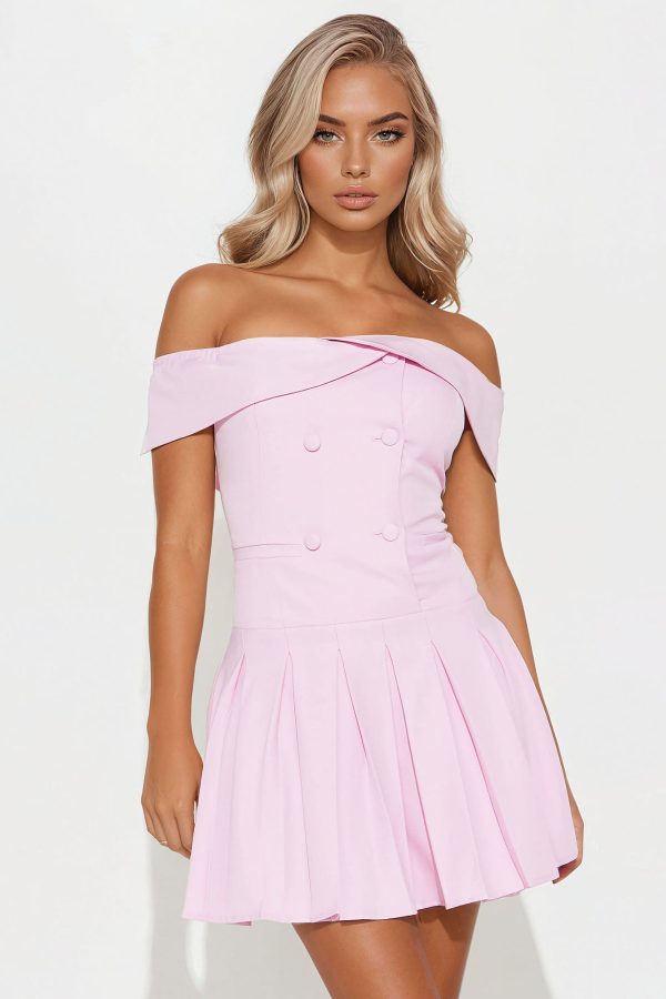 Alina Pleated Suit Mini Dress - Hot Pink - Image 2