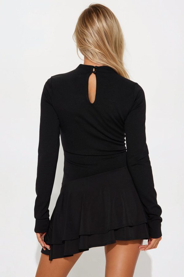 Alice Asymmetrical Micro Mini Dress - Black - Image 3
