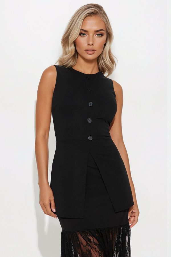 Veronica High Neck Maxi Dress - Black - Image 2