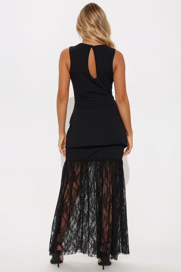Veronica High Neck Maxi Dress - Black - Image 3