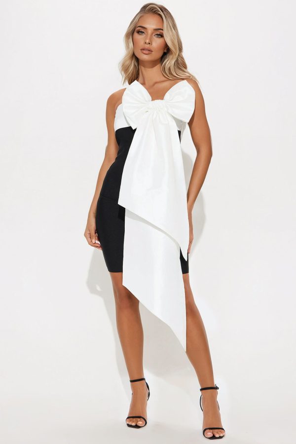 Nice Surprise Bandage Midi  Dress - Black/White