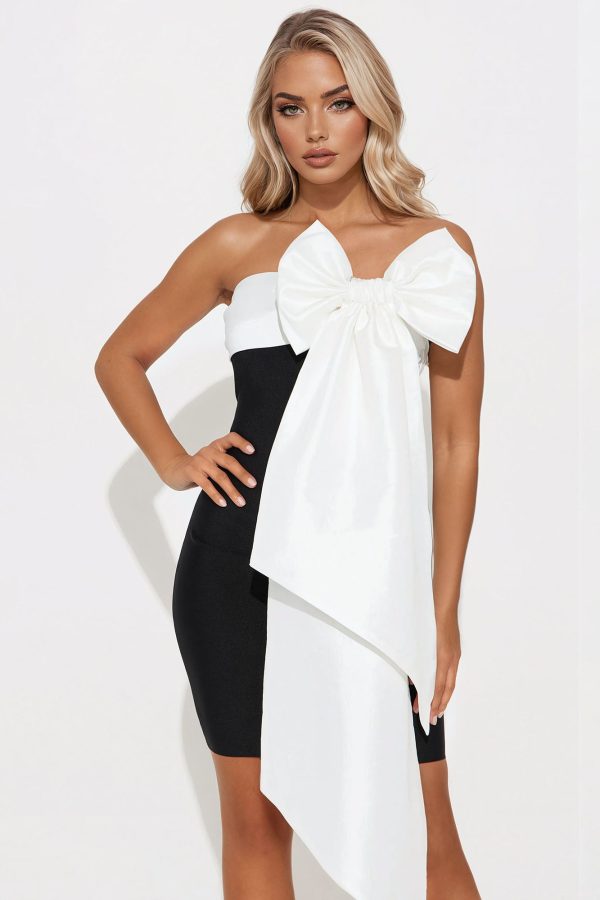 Nice Surprise Bandage Midi  Dress - Black/White - Image 2
