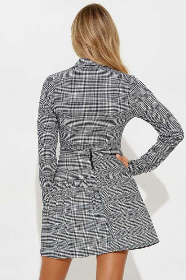 Corporate Millennial Plaid Mini Dress Set - White/Black - Image 4