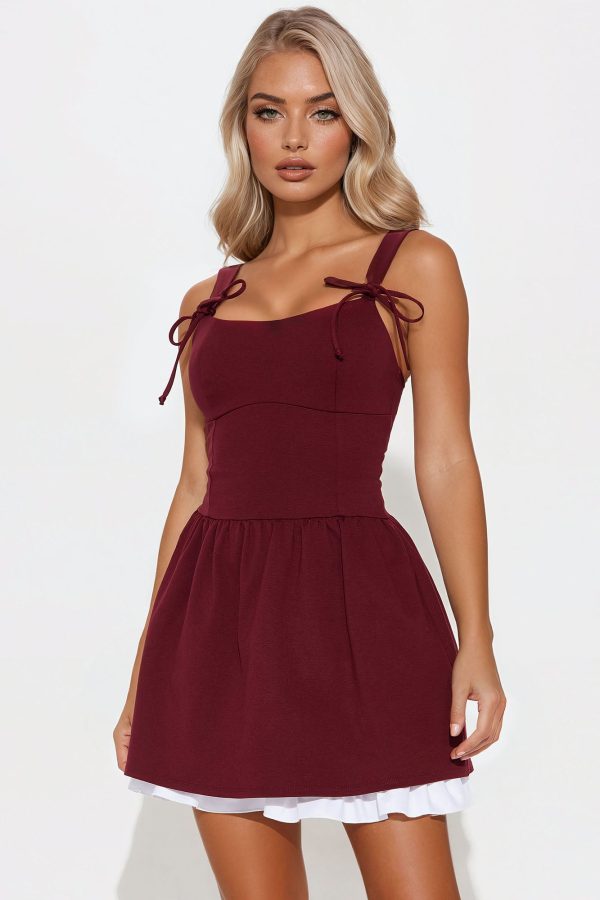 Madelyn Ponte Mini Dress - Burgundy
