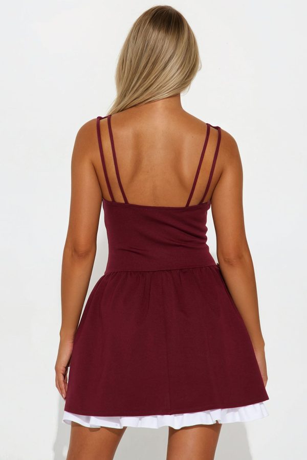 Madelyn Ponte Mini Dress - Burgundy - Image 3