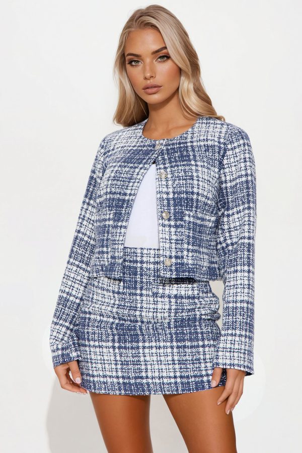 Kate Tweed Mini Skirt Set - Blue/combo - Image 2