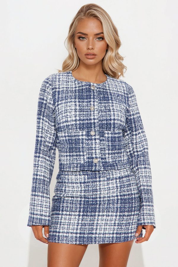 Kate Tweed Mini Skirt Set - Blue/combo - Image 3