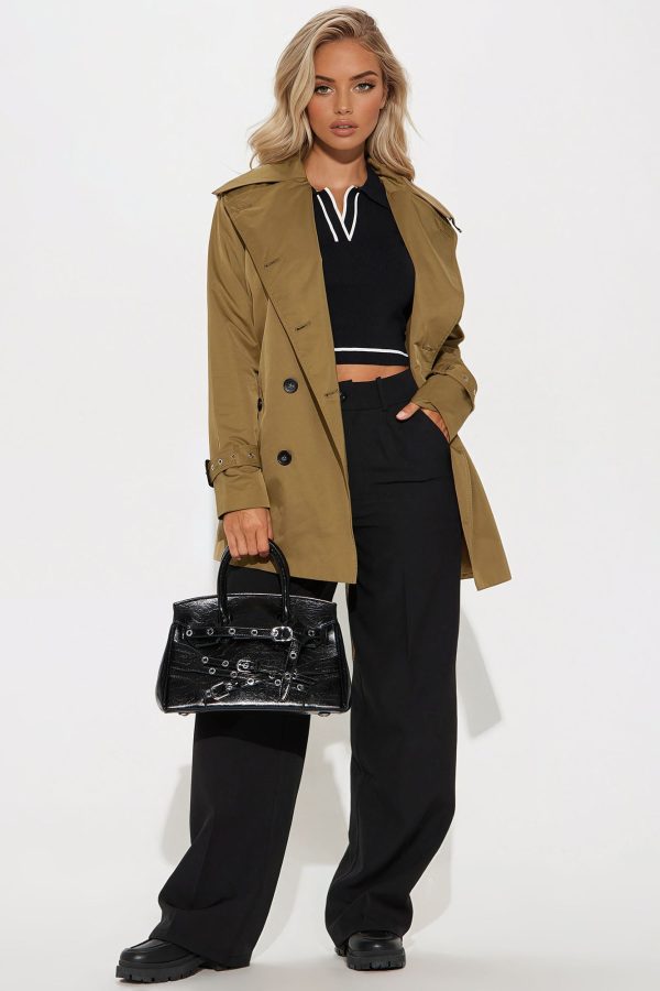 Delilah Belted Trench - Olive