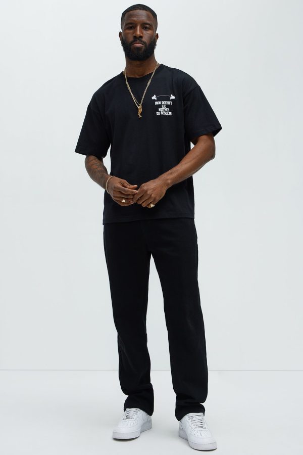 Iron Doesn't Lie Short Sleeve Boxy Tee - Black - Image 4