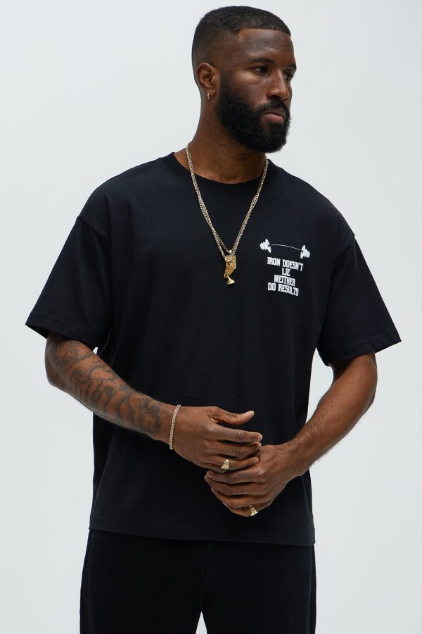 Iron Doesn't Lie Short Sleeve Boxy Tee - Black - Image 2