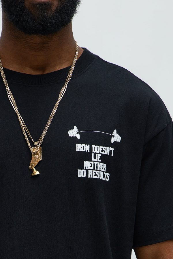 Iron Doesn't Lie Short Sleeve Boxy Tee - Black - Image 3