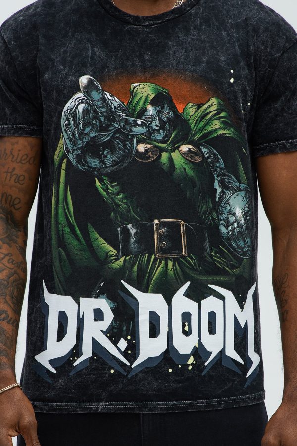 Marvel Dr. Doom Short Sleeve Boxy Tee - Black Wash - Image 4