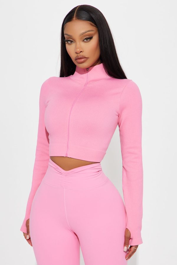 Effortless Ribbed Jacket - Bubblegum Pink