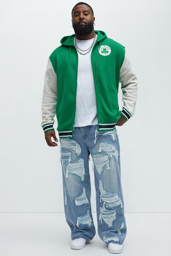 Celtics Above The Rim Zip Up Hoodie - Kelly Green - Image 2