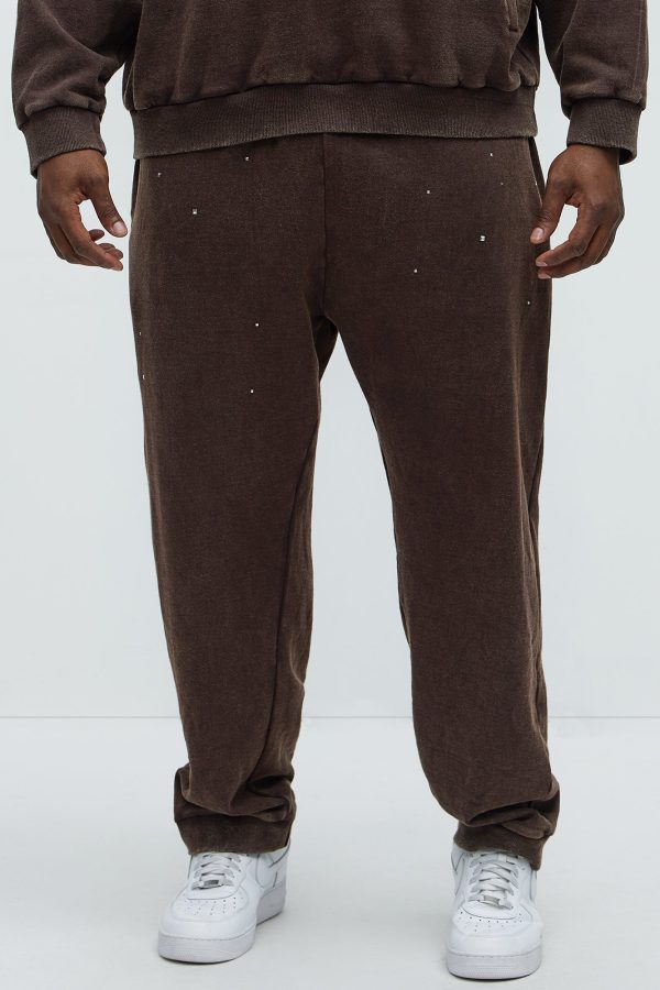 Star Studded Sweatpants - Brown