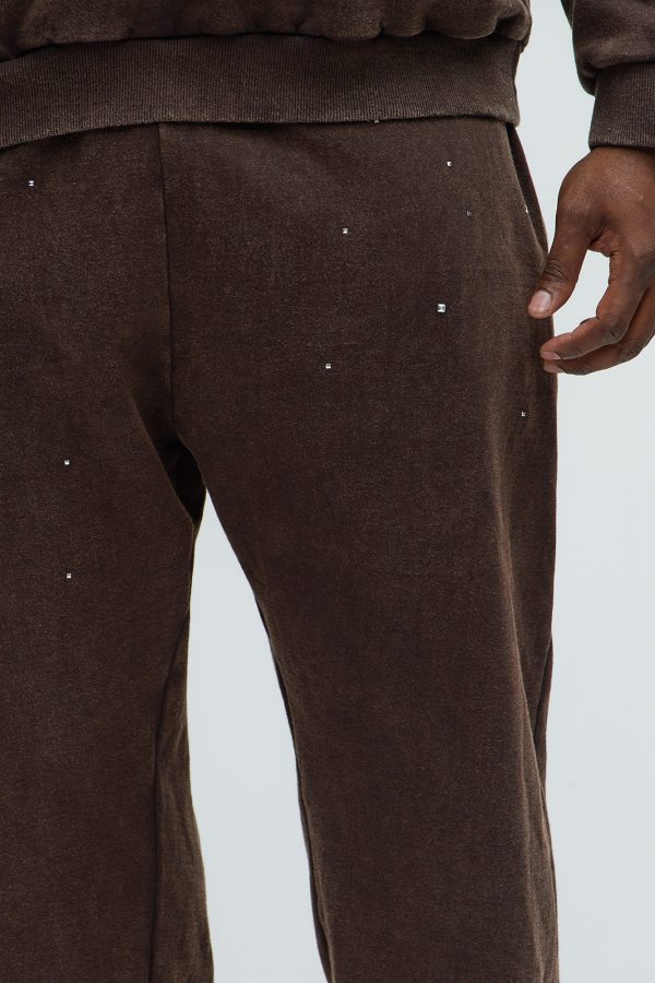 Star Studded Sweatpants - Brown - Image 3