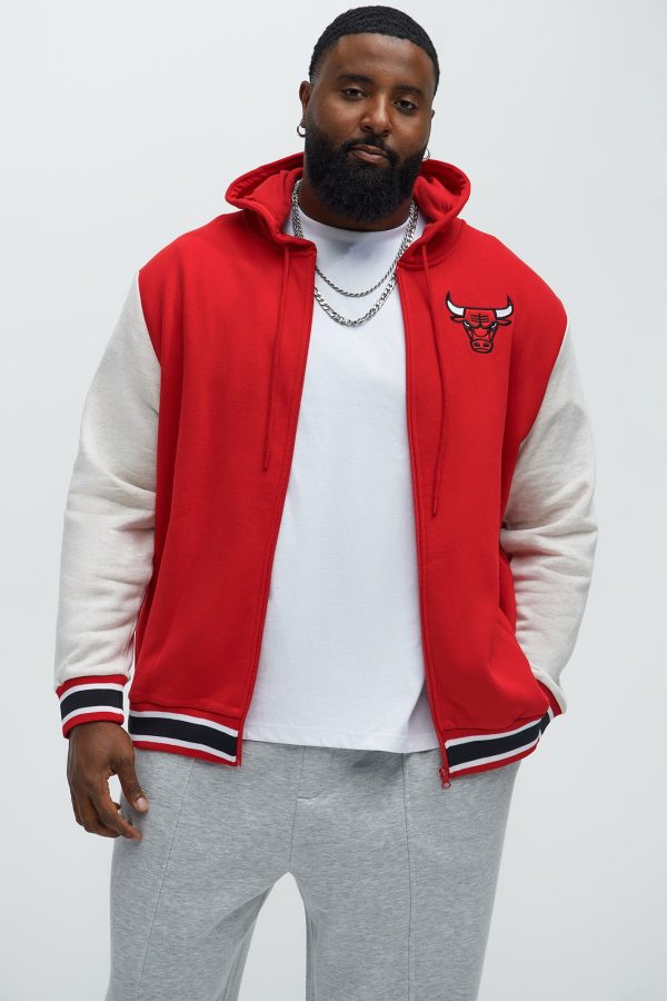 Bulls Above The Rim Zip Up Hoodie - Red - Image 3