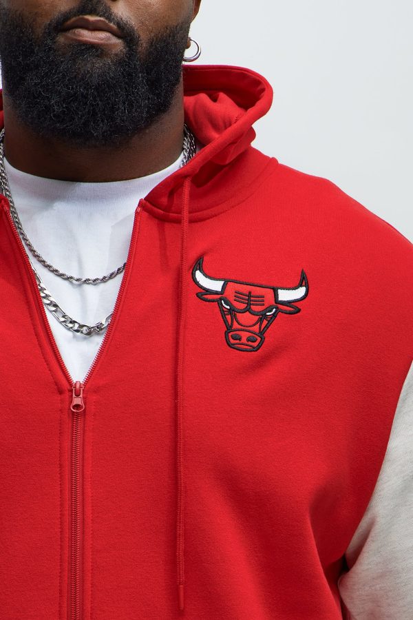 Bulls Above The Rim Zip Up Hoodie - Red - Image 4
