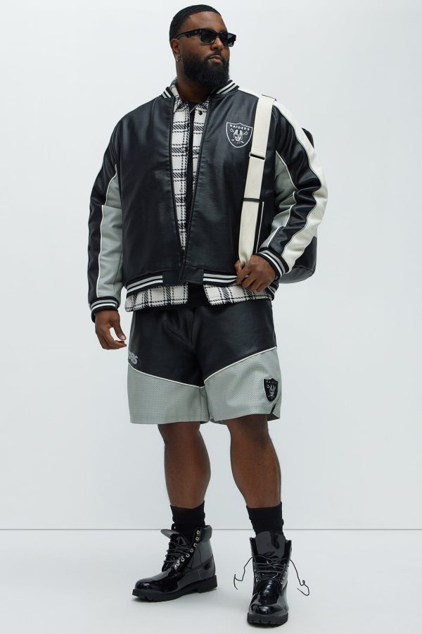 Raiders Up And Down The Court Faux Leather Shorts - Black - Image 2