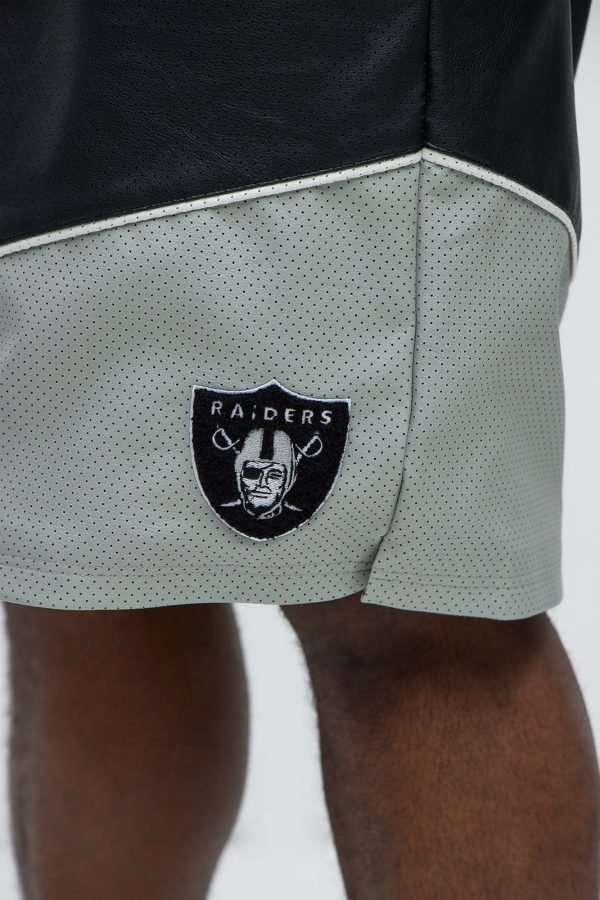 Raiders Up And Down The Court Faux Leather Shorts - Black - Image 3