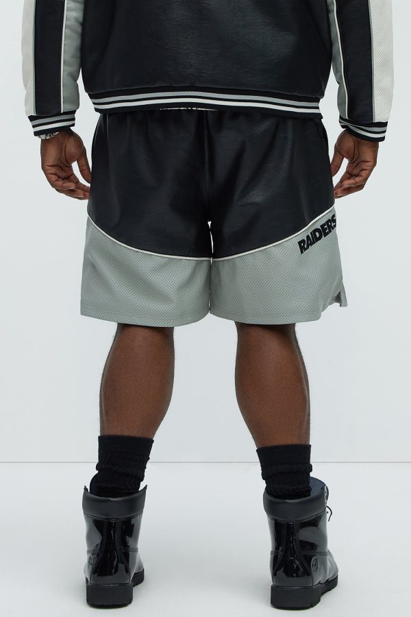 Raiders Up And Down The Court Faux Leather Shorts - Black - Image 5