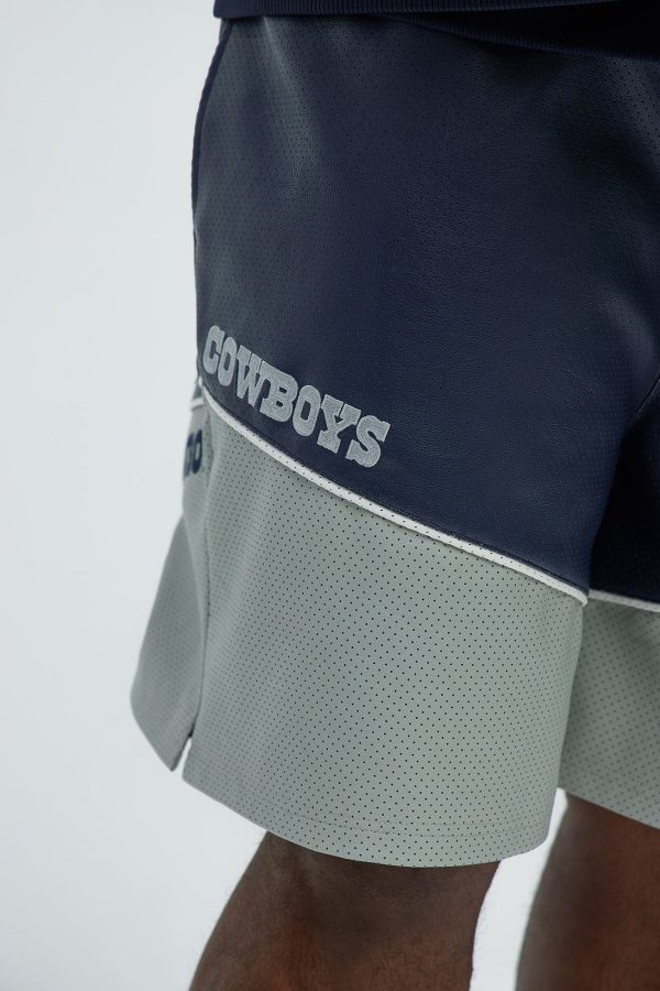 Cowboys Up And Down The Court Faux Leather Shorts - Navy - Image 3