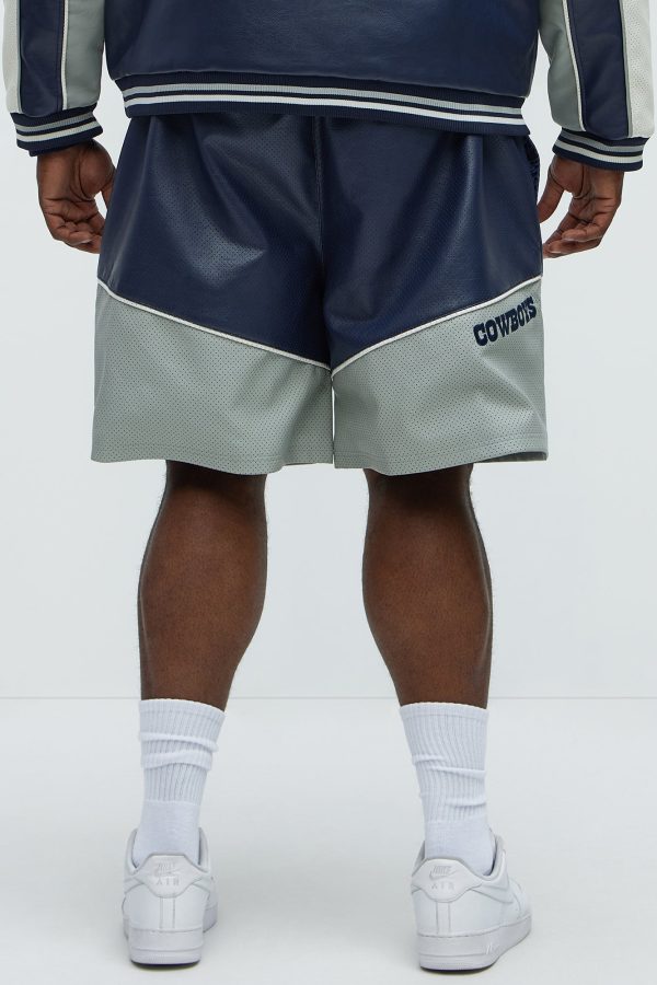 Cowboys Up And Down The Court Faux Leather Shorts - Navy - Image 5