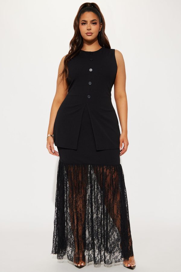 Veronica High Neck Maxi Dress - Black - Image 4