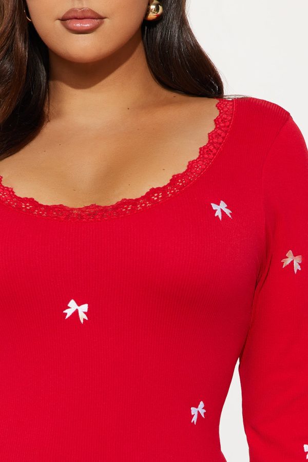 Sweet Moments Seamless Bow Top - Red - Image 7