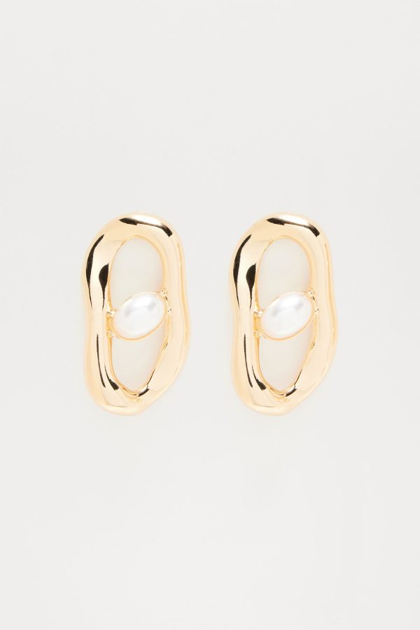 Rooftop Brunch Earrings - White/Gold