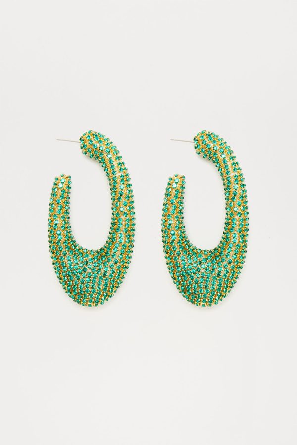 Back Stage Glam Hoop Earrings - Green
