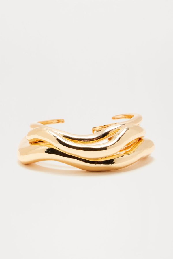 Different Pages 3 Piece Bangle Set - Gold