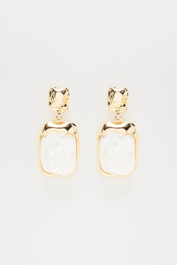Mother Pearl Earrings - White/Gold